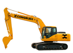 excavator with branded logo