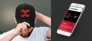 logo on hat and mobile website
