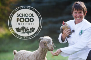school food institute logo with founder and animals